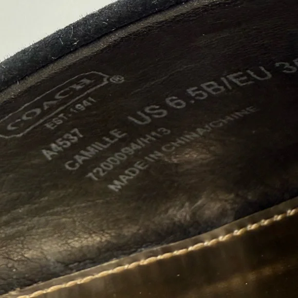 COACH Camille Heels Black Suede Rhinestone Pointed Toe Pumps 6.5 - Picture 10 of 16